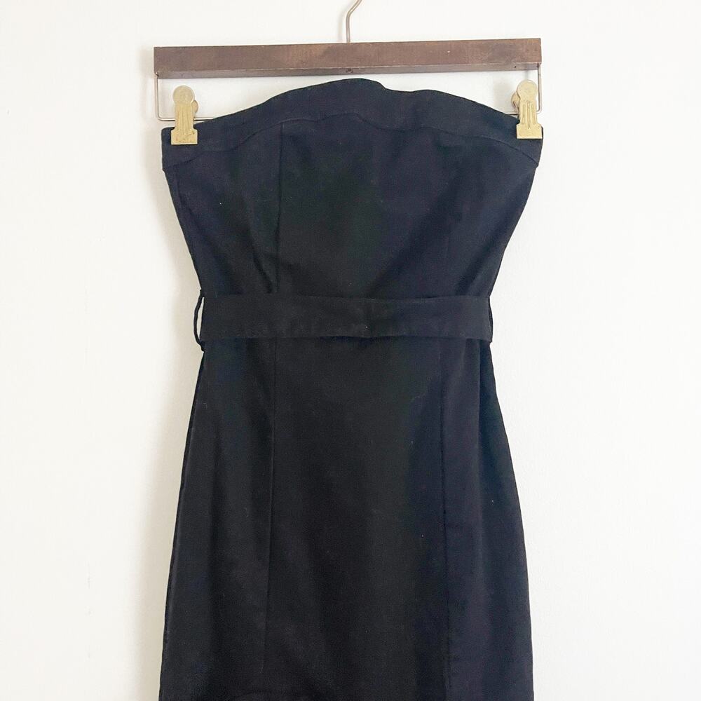 VICI Presentation Cotton Strapless Ruffle Denim Midi Dress Black Small S - Picture 5 of 10